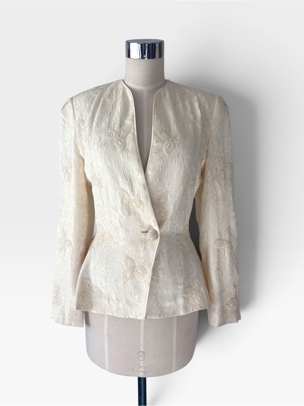 Women's Vintage Nolan Miller Ivory Brocade Evening Jacket